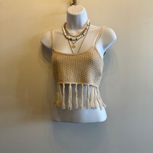 Tassel Hem Sweater Cropped Tank
